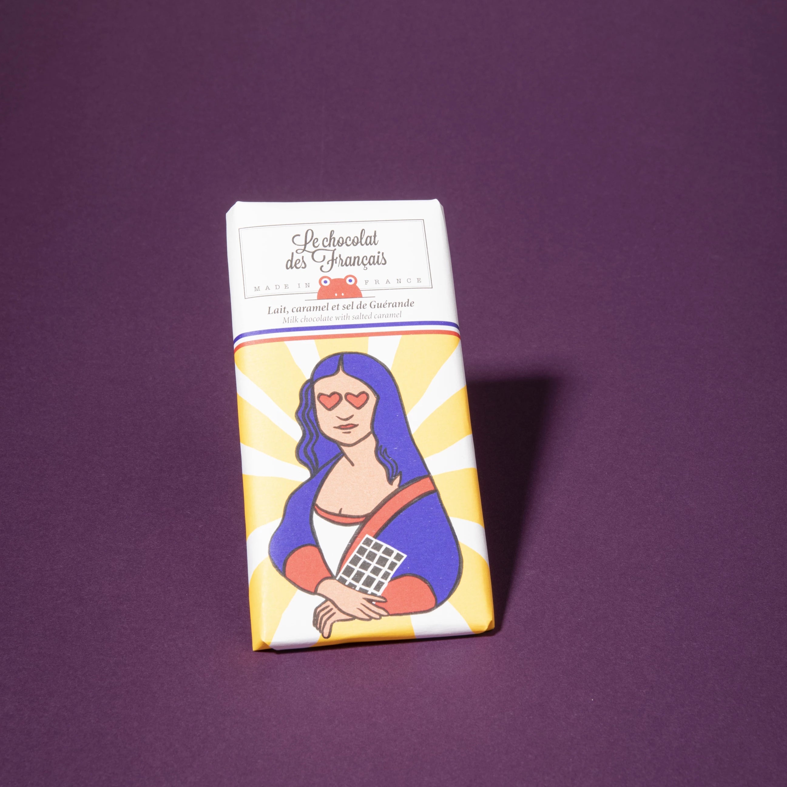 Le Chocolat de Francais Milk Chocolate Bar with Salt and Mona Lisa Print Wrapper