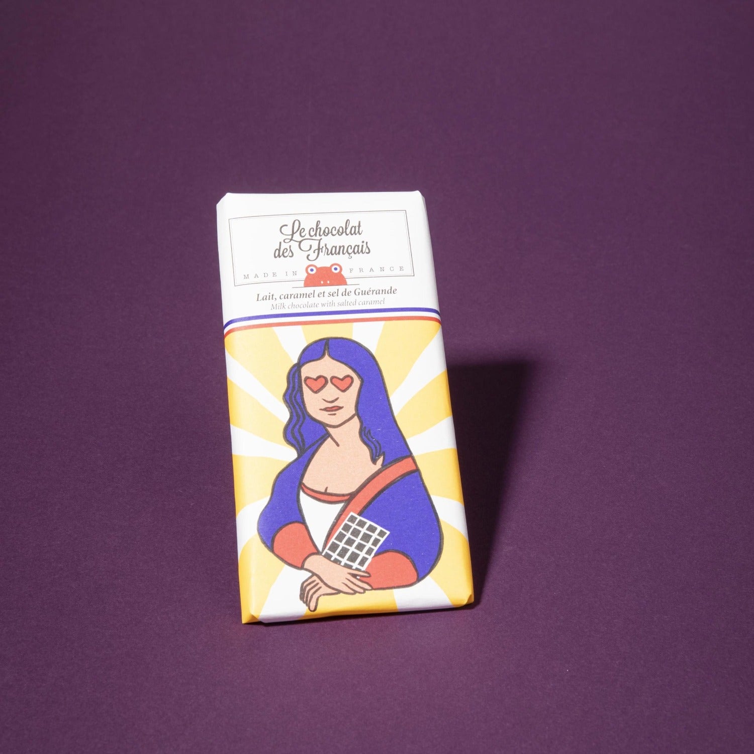 Le Chocolat de Francais Milk Chocolate Bar with Salt and Mona Lisa Print Wrapper